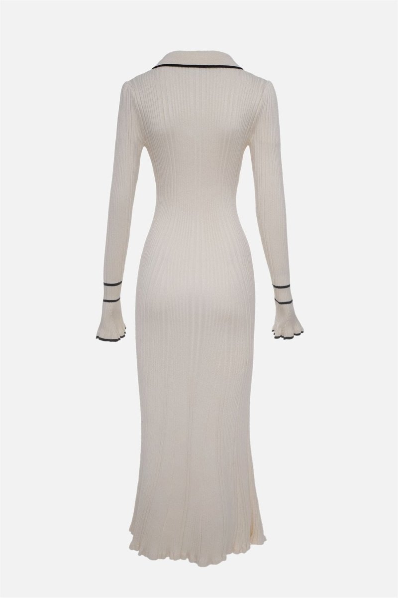 Novia Contrast Ruffle Knit Maxi Dress