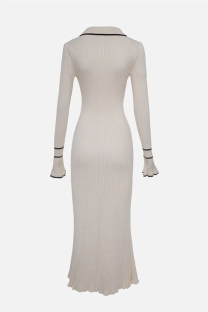 Novia Contrast Ruffle Knit Maxi Dress