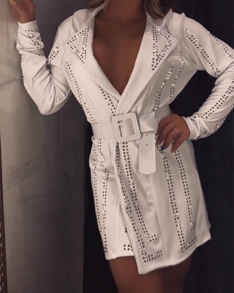 Embellished V-Neck Suit Dress (Pre-Sale)