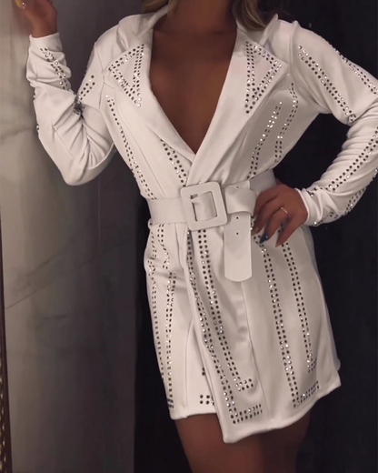 Embellished V-Neck Suit Dress (Pre-Sale)