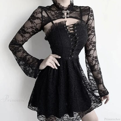 Obscure Gothic Lace Mesh Blouse