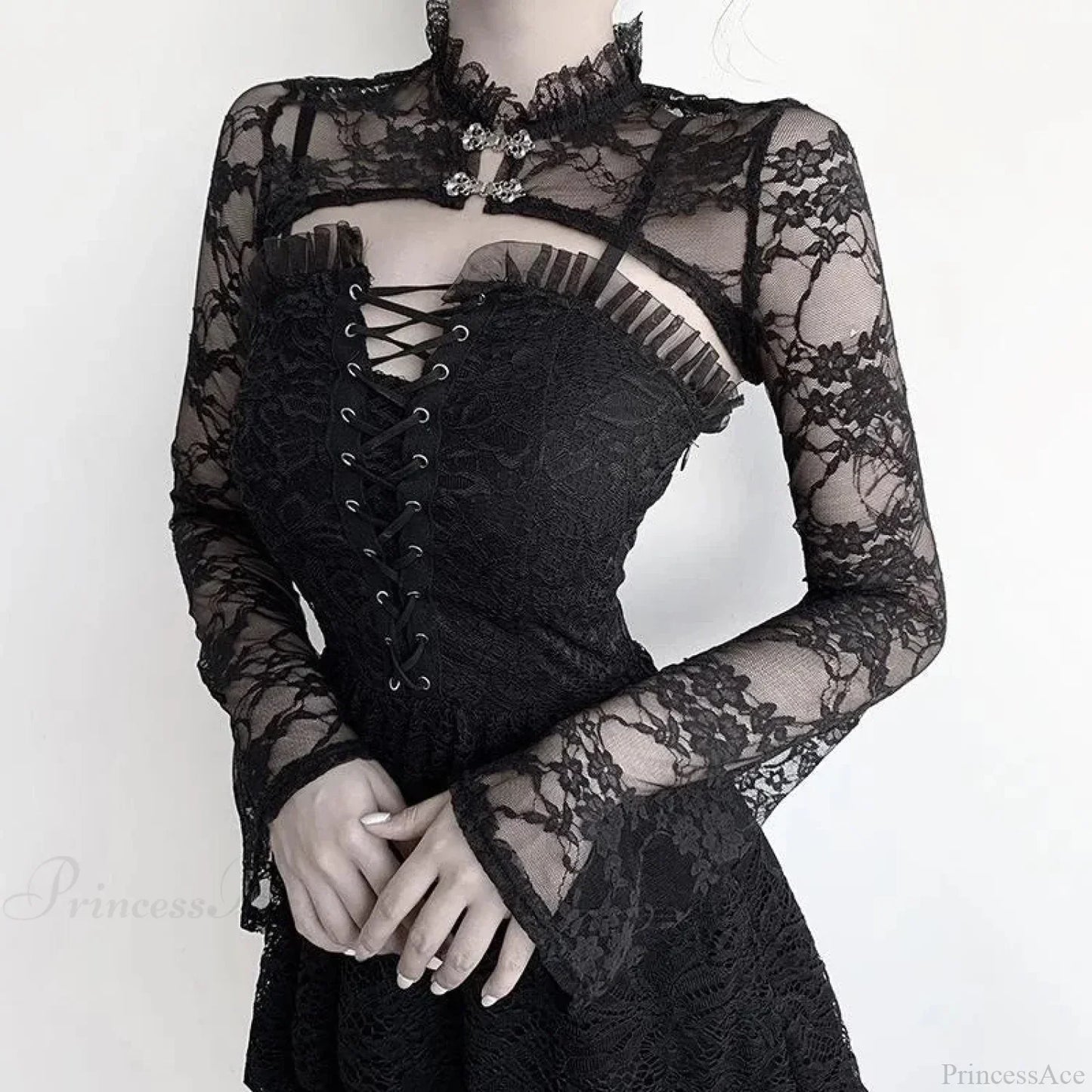 Obscure Gothic Lace Mesh Blouse