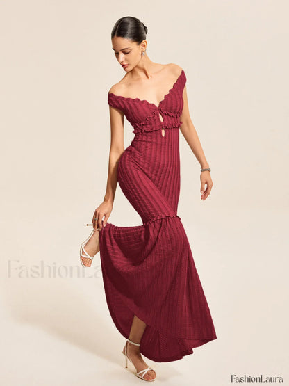 Off-Shoulder Ruffle Detail Dress