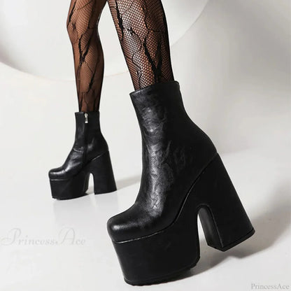 Opulent Metal Clasp Lace-Up Gothic Platform Boot