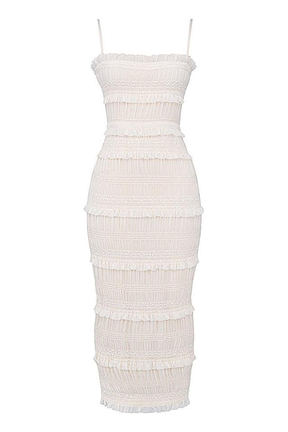 Orchid Plisse Trimed Slip Maxi Dress