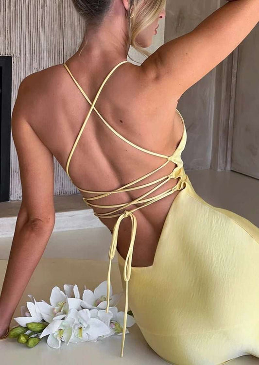 Orianna Backless Maxi Dress - Yellow