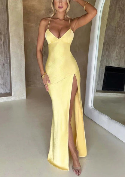 Orianna Backless Maxi Dress - Yellow