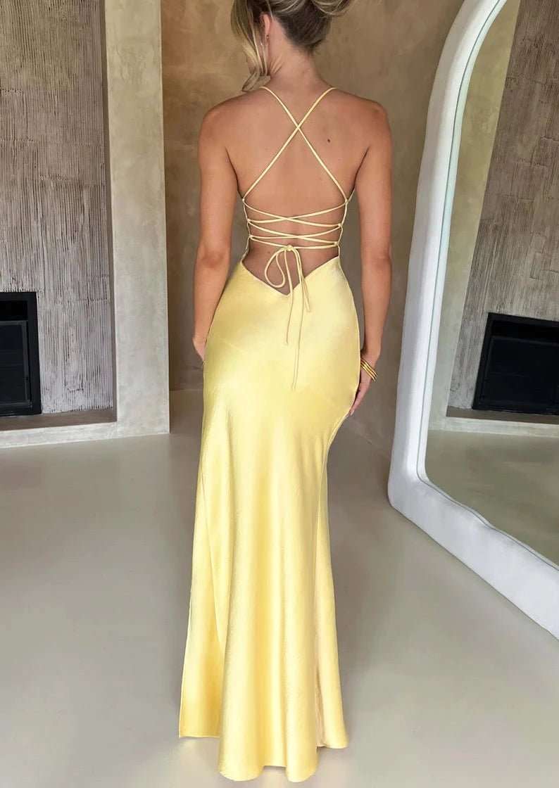 Orianna Backless Maxi Dress - Yellow