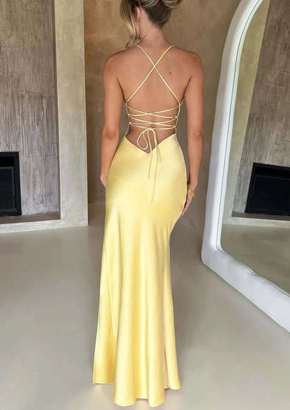 Orianna Backless Maxi Dress - Yellow