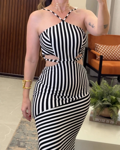 Sexy Backless Striped Dress (Pre-Sale)