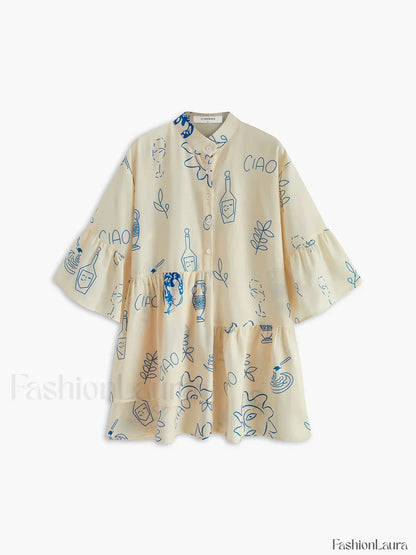 Oversized Sun Print Short Dress