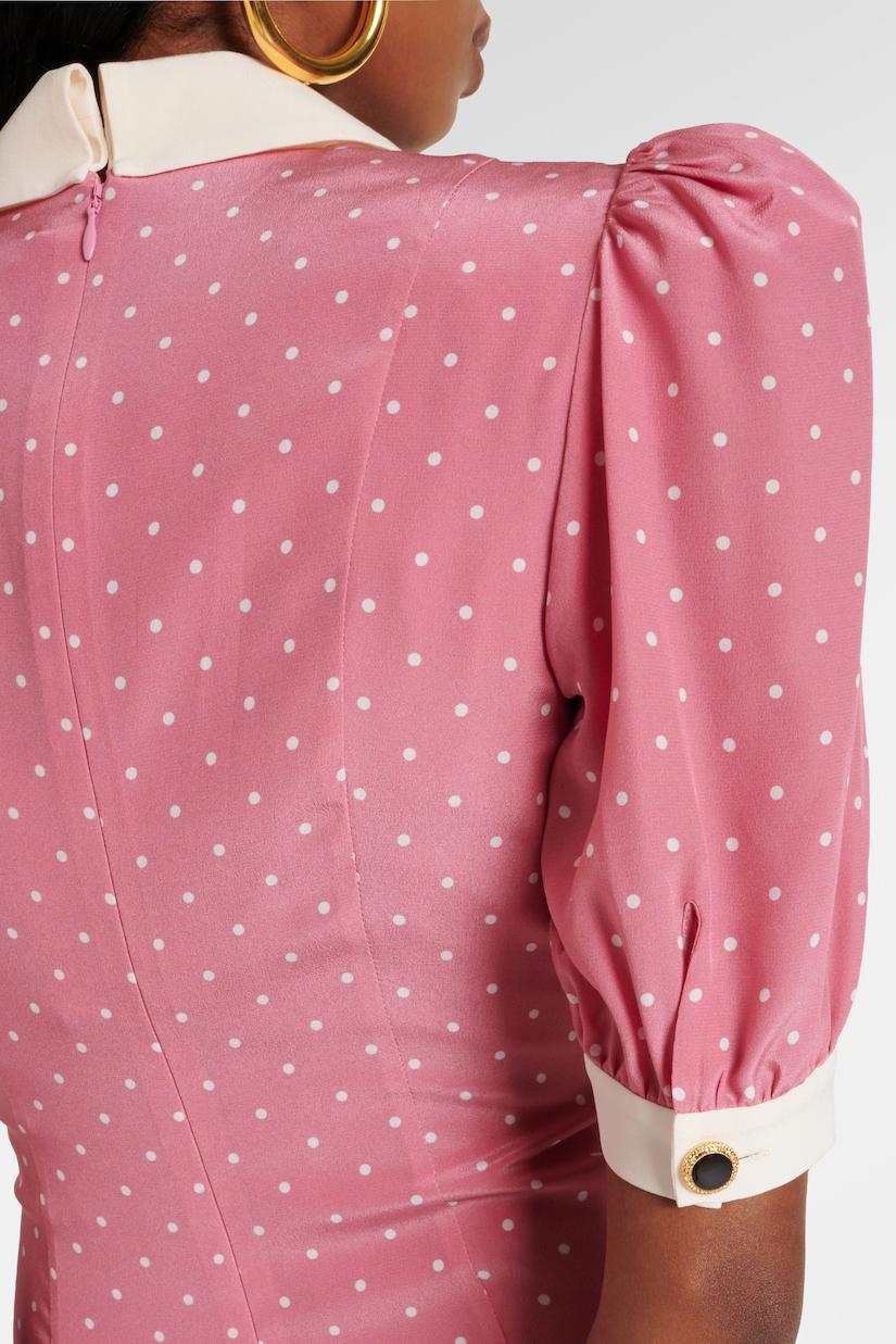 Rita Floral Bow Trimmed Puff Sleeve V-Neckline Midi Dress