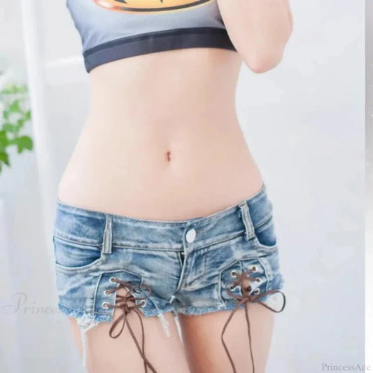 Pale Azure Tie-up Denim Short