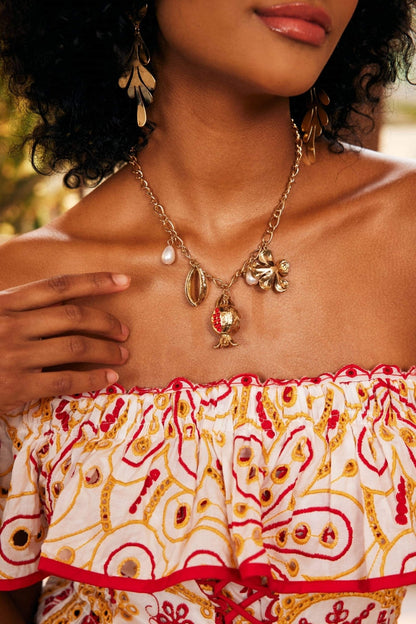 Pancy Pomegrante Flower Necklace