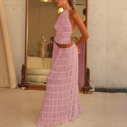 Party Beach Halter Skirt Two Piece Set