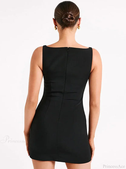 Bateau Neck Sleeveless Princess Seam A-Line Mini Dress