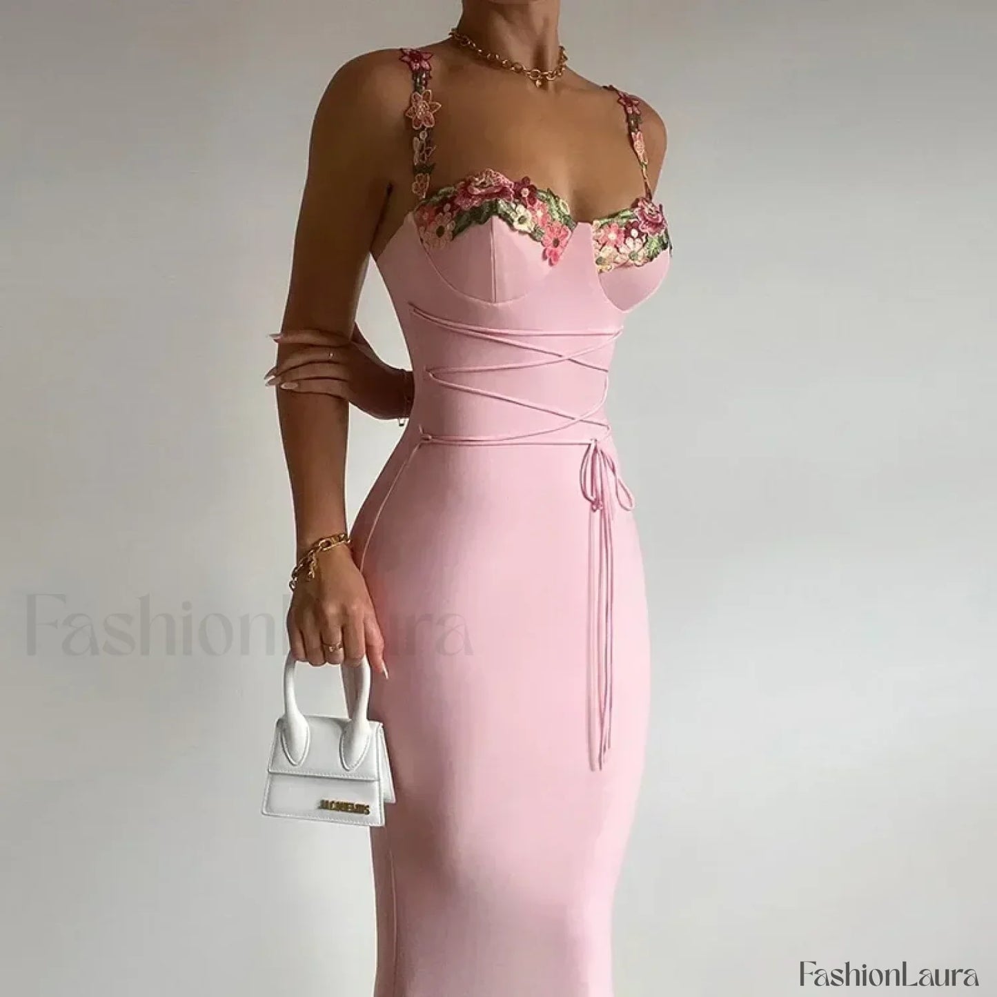 Patchwork Strapless Midi Dress