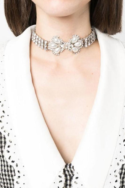 Pearl Bow-tie Diamante Choker