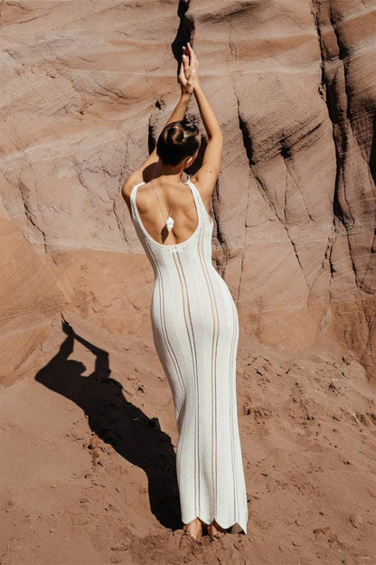 Rosalind Hollow Knit Backless Maxi Dress