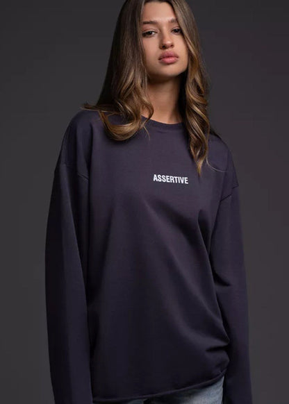 Assertive Energy - Cream Oversized Cotton Long Sleeve Tee