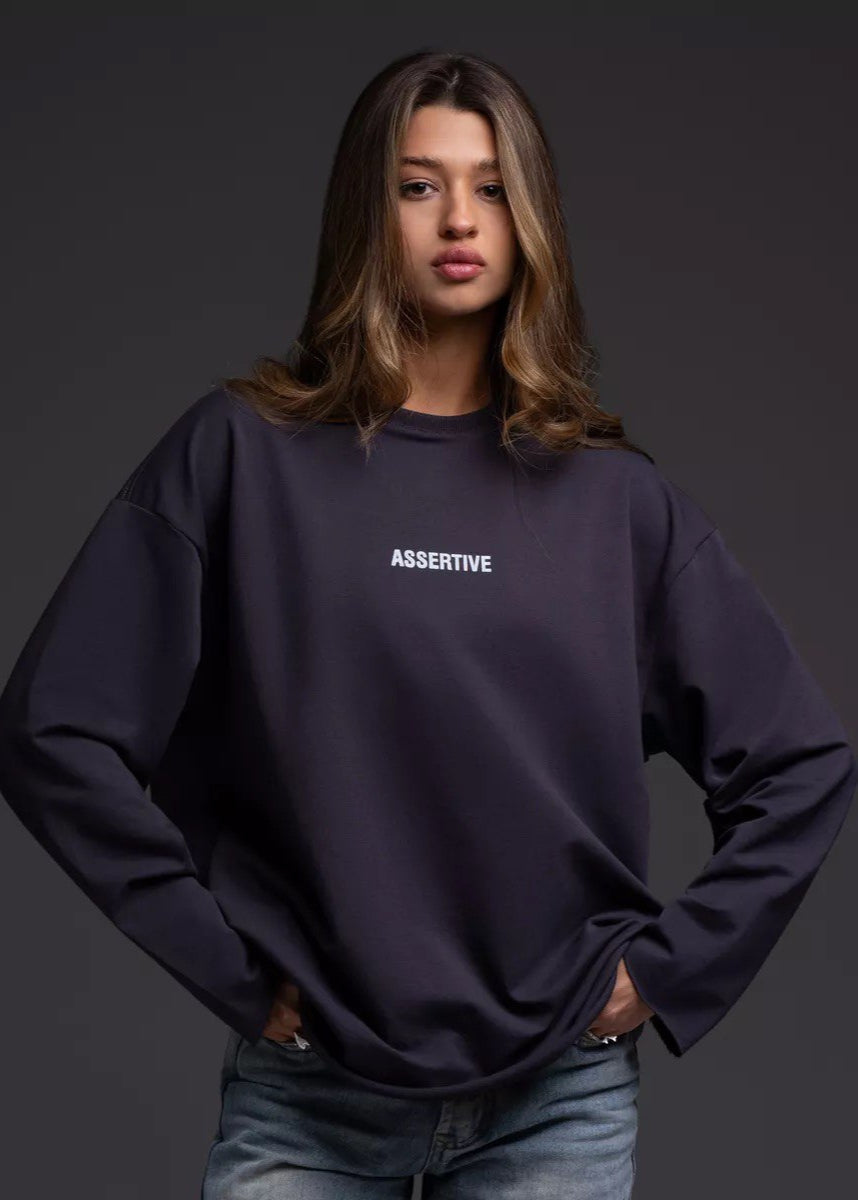 Assertive Energy - Cream Oversized Cotton Long Sleeve Tee