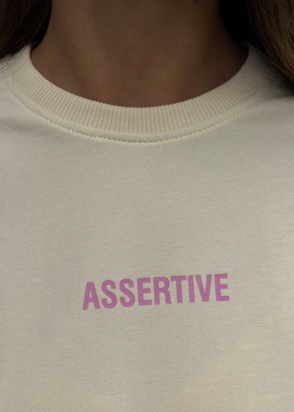 Assertive Energy - Cream Oversized Cotton Long Sleeve Tee