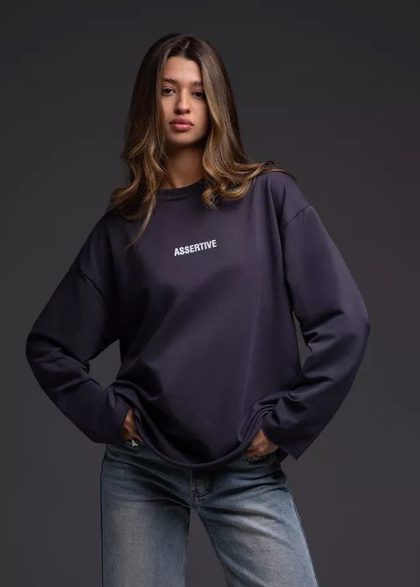 Assertive Energy - Cream Oversized Cotton Long Sleeve Tee