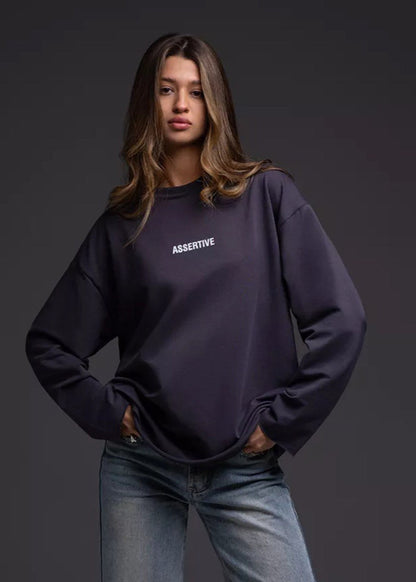 Assertive Energy - Cream Oversized Cotton Long Sleeve Tee