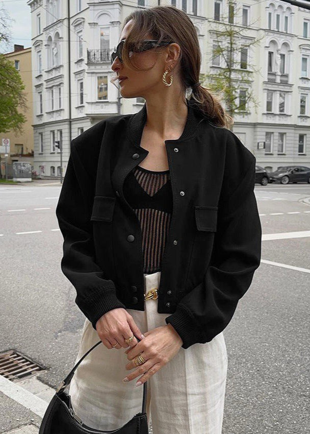 Jet Axis - Cropped Cotton Bomber Jacket