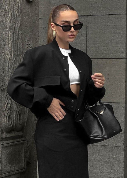 Jet Axis - Cropped Cotton Bomber Jacket