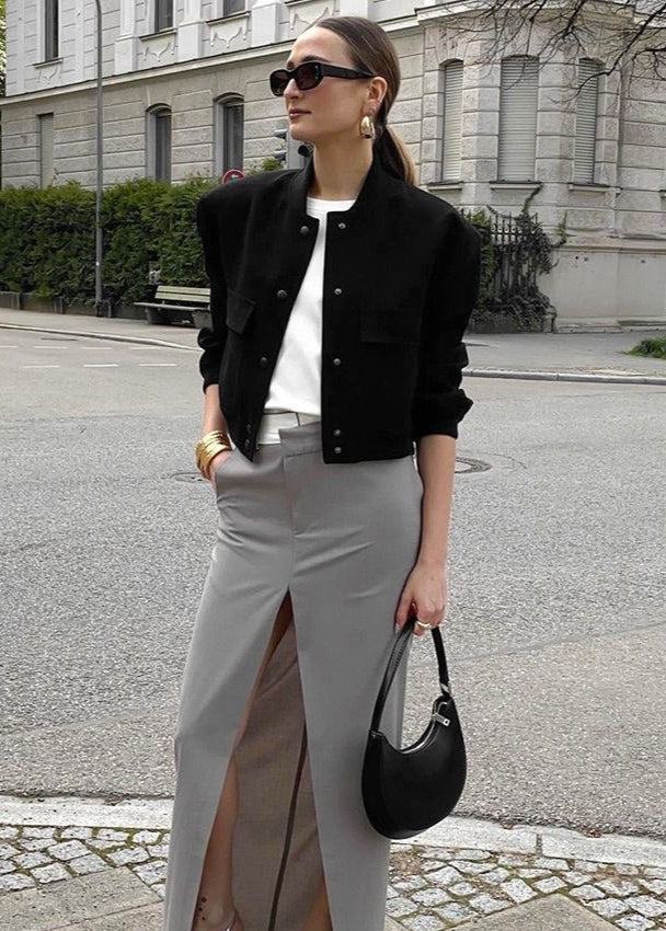 Jet Axis - Cropped Cotton Bomber Jacket