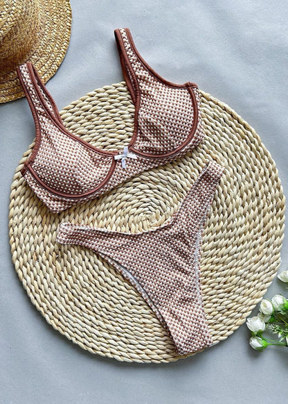 Capri Check - Underwire Textured Bikini Set