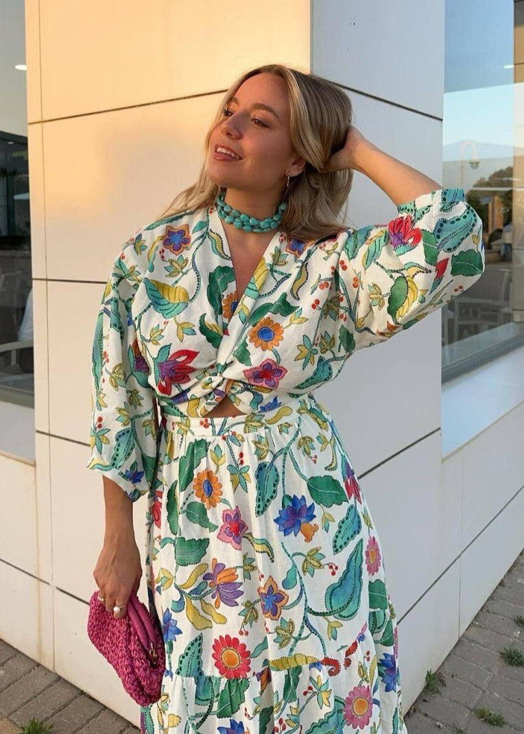 Garden Bloom - Long Sleeve Floral Maxi Dress