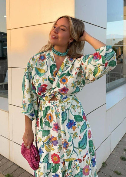 Garden Bloom - Long Sleeve Floral Maxi Dress