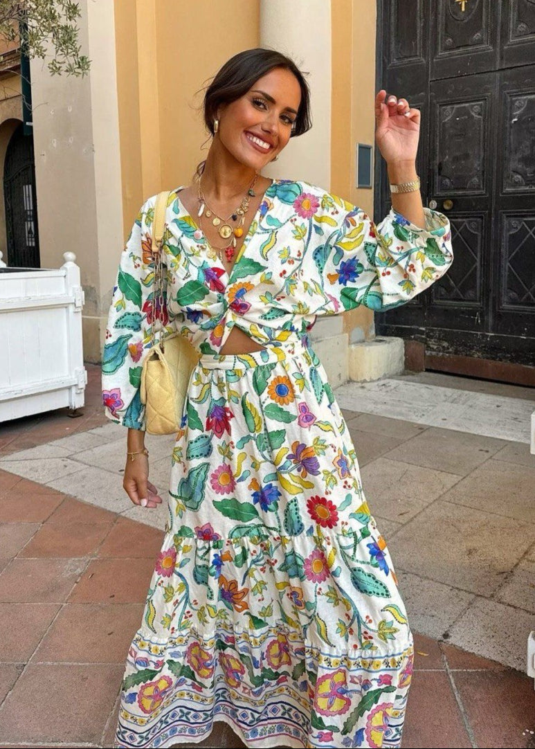 Garden Bloom - Long Sleeve Floral Maxi Dress