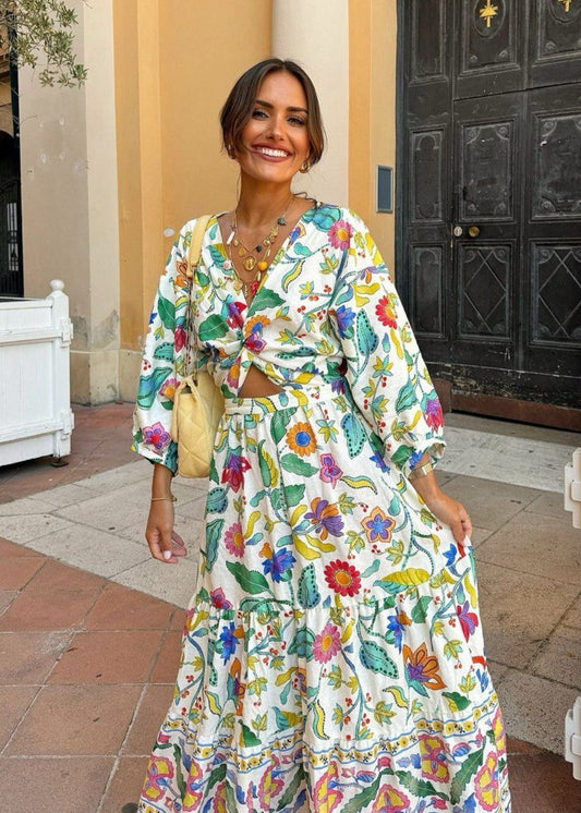Garden Bloom - Long Sleeve Floral Maxi Dress