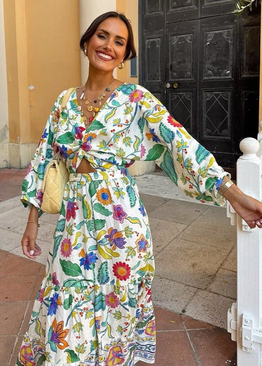 Garden Bloom - Long Sleeve Floral Maxi Dress