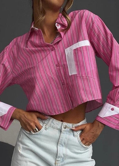 Faye Striped Cropped Shirt – Pink Power Look