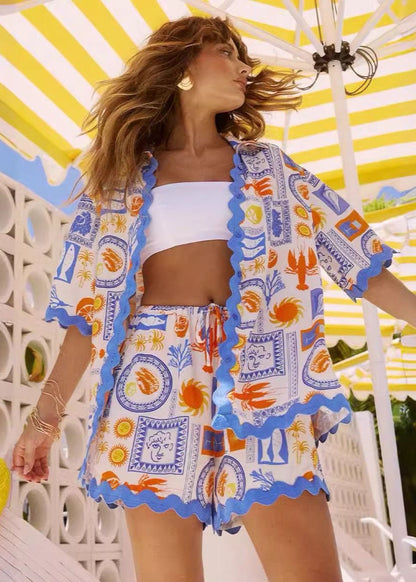 Capri Coast - Printed Shirt and Shorts Set