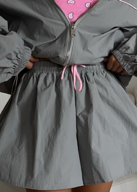 Stormline Windbreaker Set – Oversized Zip Jacket & High-Waist Shorts