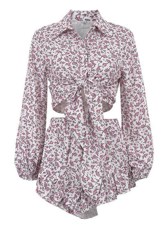 Meadow Blush - Ruffled Floral Two-Piece Set