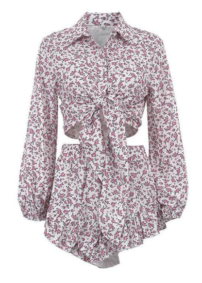 Meadow Blush - Ruffled Floral Two-Piece Set