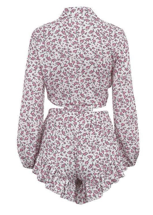 Meadow Blush - Ruffled Floral Two-Piece Set