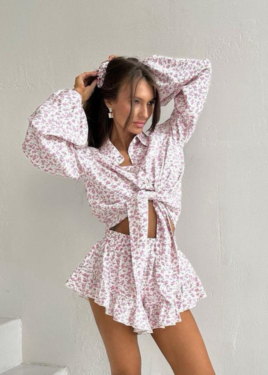 Meadow Blush - Ruffled Floral Two-Piece Set