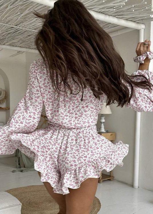 Meadow Blush - Ruffled Floral Two-Piece Set