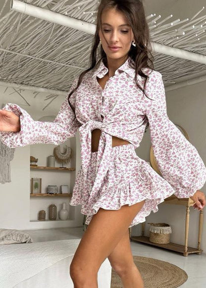 Meadow Blush - Ruffled Floral Two-Piece Set