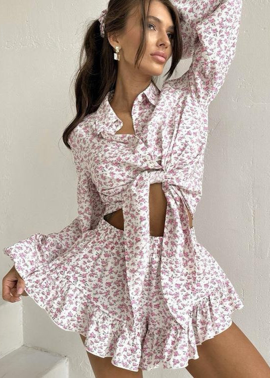 Meadow Blush - Ruffled Floral Two-Piece Set