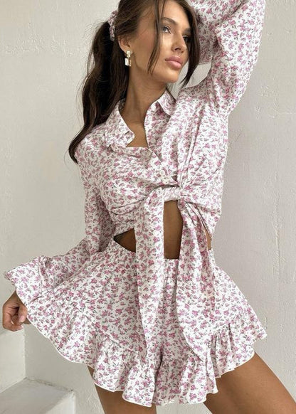 Meadow Blush - Ruffled Floral Two-Piece Set