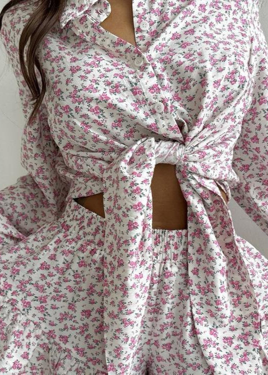 Meadow Blush - Ruffled Floral Two-Piece Set