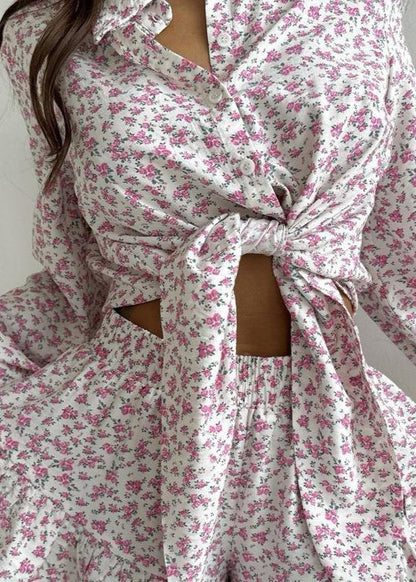 Meadow Blush - Ruffled Floral Two-Piece Set